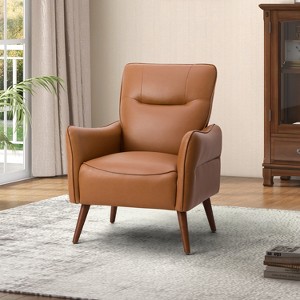 Alzira Vegan Leather Armchair with Tufted Back | KARAT HOME - 1 of 4