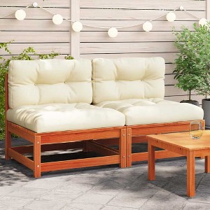 Garden Sofa Set of 2 Wax brown, Cream vidaXL - 1 of 4