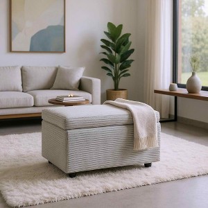 MAYEERTY Corduroy Storage Ottoman, Soft Cushioned, Living Room - 1 of 4