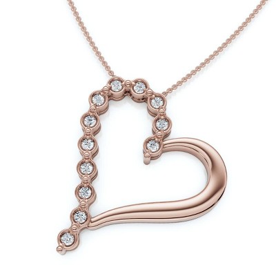 Pompeii3 Diamond Heart Pendant Gold Necklace Lab Created 18"