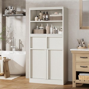Tall Bathroom Cabinet, Floor Storage Cabinet with Doors & 2 Drawers, 51" H Tall Organizer Cabinet Freestanding for Bathroom, Living Room, Kitchen - 1 of 4