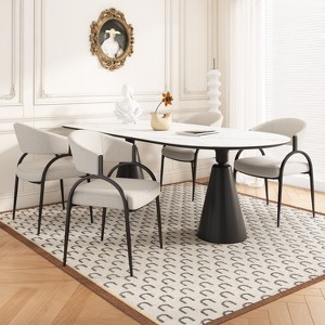 Christopher Knight Home Silas Upholstered Armrest Dining Chairs with Metal Legs (Set of 4) - 1 of 4