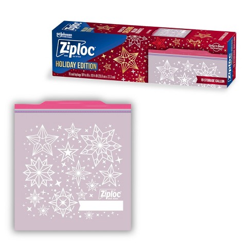 Ziploc Brand Holiday Storage Gallon Bags, 19 CT, Reusable, Easy Open Tabs,  Secure Double Zipper, Non-Slip Texture, Limited Edition, Festive Holiday  Designs