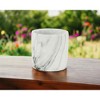 HomeRoots 6" White and Gray Marbleized Ceramic Indoor Outdoor Round Pot Planter - 2 of 3