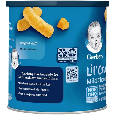 gerber lil crunchies baked whole grain corn snack mild cheddar gerber lil crunchies baked whole grain corn snack mild cheddar 1 48oz target