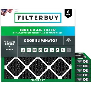 Filterbuy 16x16x1 Air Filter (6-Pack), Pleated MERV 8 Odor Eliminator Replacement HVAC AC Furnace Filters (Actual Size: 15.75 x 15.75 x 0.75) - 1 of 4