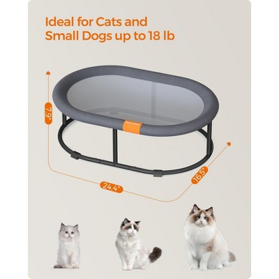 Gray Oval Elevated Cat Bed with Washable Mesh