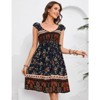 Coolmee Women's Summer Floral Dress V Neck Flutter Sleeve Bohemian Dress Casual Smocked Swing Mini Dress - 4 of 4