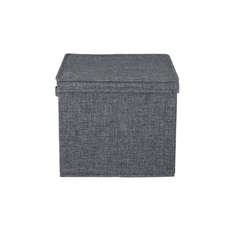 Household Essentials Set of 2 Wide Storage Boxes with Lids Graphite Linen, 6 of 9