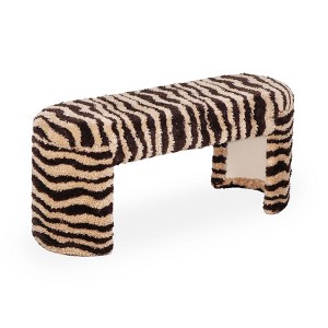 TOV Furniture Zebra Striped Tufted Bench in Brown - 1 of 4