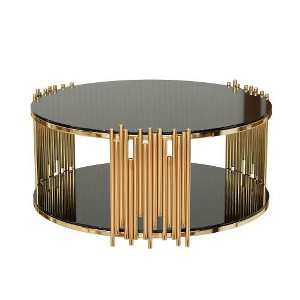 Dolonm Modern minimalist light luxury style stainless steel circular coffee table - 1 of 4