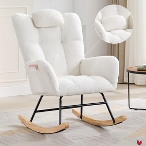 Rocking Chair, Teddy Upholstered Glider Rocker, Nursery Glider Rocker w ...