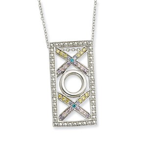 Black Bow Jewelry Rhodium Plated Sterling Silver & CZ, Love & Kisses Necklace, 18 Inch - 1 of 4