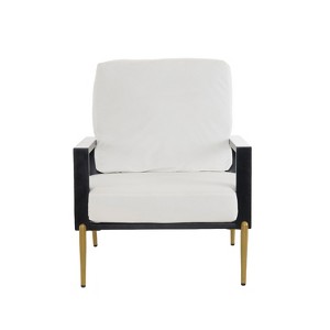 TiramisuBest Modern White Upholstered Accent Chair with Gold Legs, Wide Armrest, Pillow Back & Rubberwood Frame for Living Room or Balcony - 1 of 4