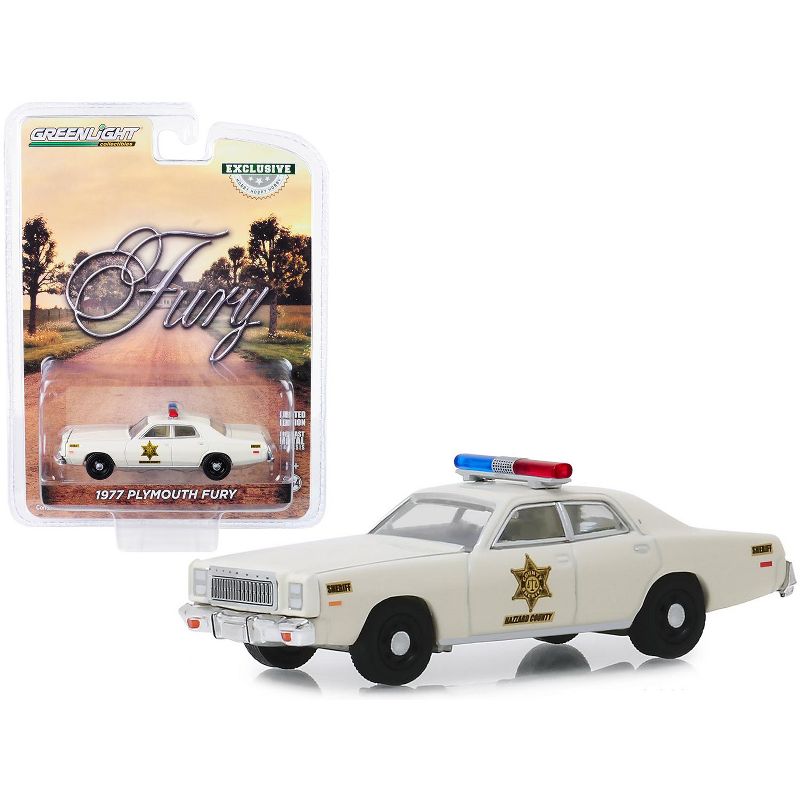 1977 Plymouth Fury Cream "Hazzard County Sheriff" "Hobby Exclusive" 1/64 Diecast Model Car by Greenlight, 1 of 4