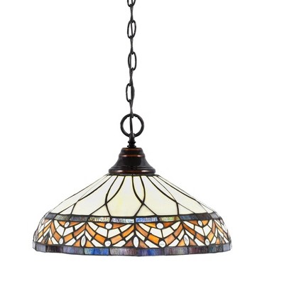 Toltec Lighting Any 1 - Light Pendant in  Black Copper with 16" Royal Merlot Art Glass Shade