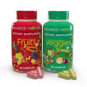 Balance of Nature Fruits & Veggies Supplements - Whole Fruit and Vegetable Ingredients - 90 Fruits Capsules, 90 Veggies Capsules - 1 Set - 1 of 4