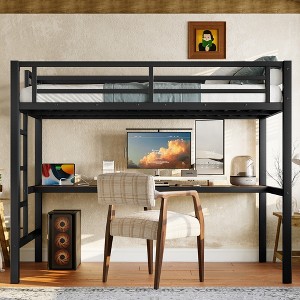 Racxily Metal Loft Bed with Power Outlet and LED Lighted, Space-Saving, Noise Reduced - 1 of 4
