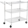 Metal Rolling Trolley, Kitchen Food Storage Trolley with Wire Shelves and Handles, Commercial Grade Service Cart, Kitchen, Office - 3 of 4
