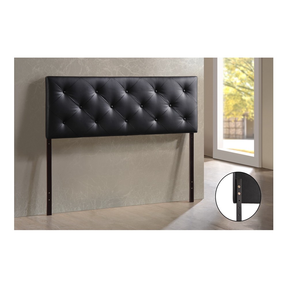 Photos - Bed Frame Full Baltimore Faux Leather Upholstered Headboard Black - Baxton Studio