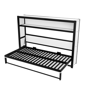 TopComfy Beds Twin Size Murphy Bed with Shelves Metal Wall Bed with Foldable and Space save Bedroom Furniture for Bedroom, White, 47"*55.9"*133.82" - 1 of 4