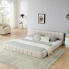 ORRD King Size Upholstered Platform Bed with Headboard, Plush Chenille Fabric, No Box Spring Needed, Solid Frame, Modern Bedroom (Beige) - 2 of 4