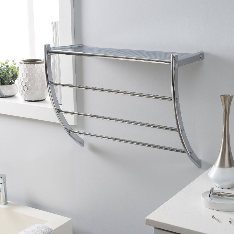 Wall Mounted Bathroom Shelf with 2 Towel Bars Chrome - Organize It All, 3 of 6
