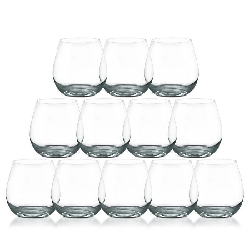 NutriChef 12 Pcs. of Crystal-Clear Stemless Wine Glass - Ultra Clear and Thin, Elegant Clear Wine Glasses, Hand Blown, 1 of 8