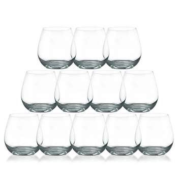 NutriChef 12 Pcs. of Crystal-Clear Stemless Wine Glass - Ultra Clear and Thin, Elegant Clear Wine Glasses, Hand Blown