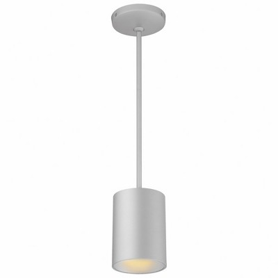Pilson 24" Matte Black and Silver LED Drum Pendant Light