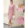 INSPIRE CHIC Women's 3/4 Sleeve V Neck Elegant Belted Formal Work Midi Dress - 2 of 4