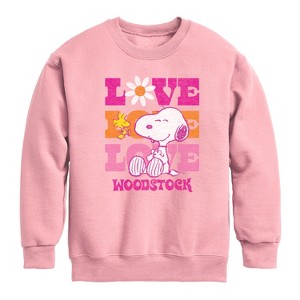 Boys' - Peanuts - Love Woodstock Graphic Long Sleeve Fleece Sweatshirt - 1 of 4
