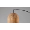 Bahama 3 Arm Arc Lamp Dark Bronze - Adesso: Modern Metal & Rattan Dome Shade, ETL Listed - image 2 of 4