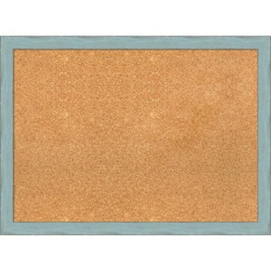 Amanti Art Sky Blue Rustic Wood Framed Corkboard, Natural Cork - 1 of 4