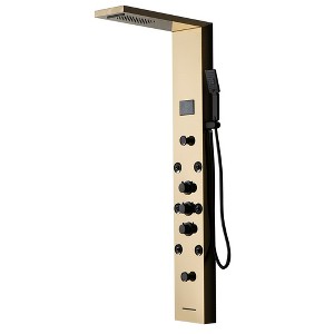 BWE 8-Spray Rain Shower Panel System with Rain Shower Head, Shower Wand and LED Light - 1 of 4
