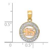 Black Bow Jewelry 14k Two Tone Gold, White Rhodium & CZ Number 15 Circle Pendant, 12mm - 4 of 4