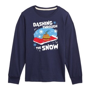 Boys' - SpongeBob SquarePants - Dashing Through The Snow Long Sleeve Graphic T-Shirt - 1 of 4