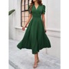 Coolmee Women's Summer Casual Dresses Puff Sleeve V-Neck A-line Flowy Midi Dress Evening Party Cocktail Dress - 4 of 4