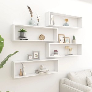 vidaXL Wall Cube Shelves 4 pcs White 39.4 in.x5.9 in.x11.8 in. Engineered Wood - 1 of 4