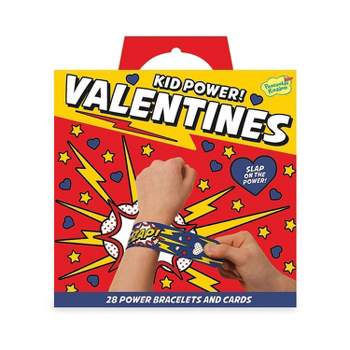Peaceable Kingdom Valentines Cards for Kids Classroom - Set of 28 Valentines Day Gifts - Kid Power Slap Bracelets