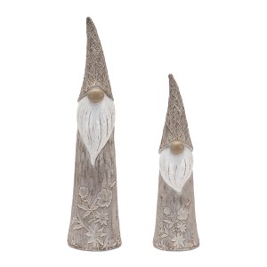 Melrose Floral Carved Gnome (Set of 2) - 1 of 1