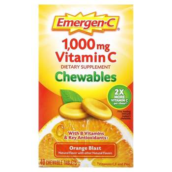 Emergen-C Vitamin C Chewables, Orange Blast, 1,000 mg, 40 Chewable Tablets (500 mg per Tablet)