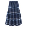 Collections Etc Stylish Denim Smocked Tiered Bleached Details Elasticized Waist Skirt - 4 of 4