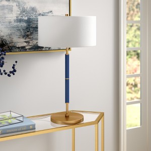 Hudson and Canal 25" Tall 2-Light Table Lamp with Fabric Shade - 1 of 4