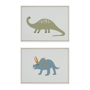 Kate and Laurel Sylvie 1013 Brontosaurus and 1013 Triceratops Framed Canvas Art Set by Teju Reval of SnazzyHues - 1 of 4