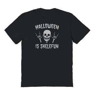 Rerun Island Men's Halloween Is Skelefun Short Sleeve Graphic Cotton T-shirt - 1 of 1
