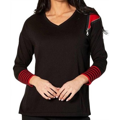 Women's V-Neck Zipper Sweater - Angel Apparel