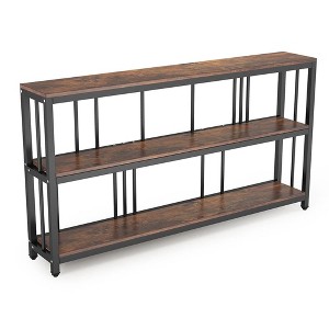 Resenkos Console Sofa Table, Display Shelf,3-Tier Console Table, 70.9" Long Sofa Table Behind Couch,Rustic Brown & Black - 1 of 4