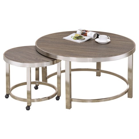 Nesting Coffee Tables Walnut Acme Furniture Target