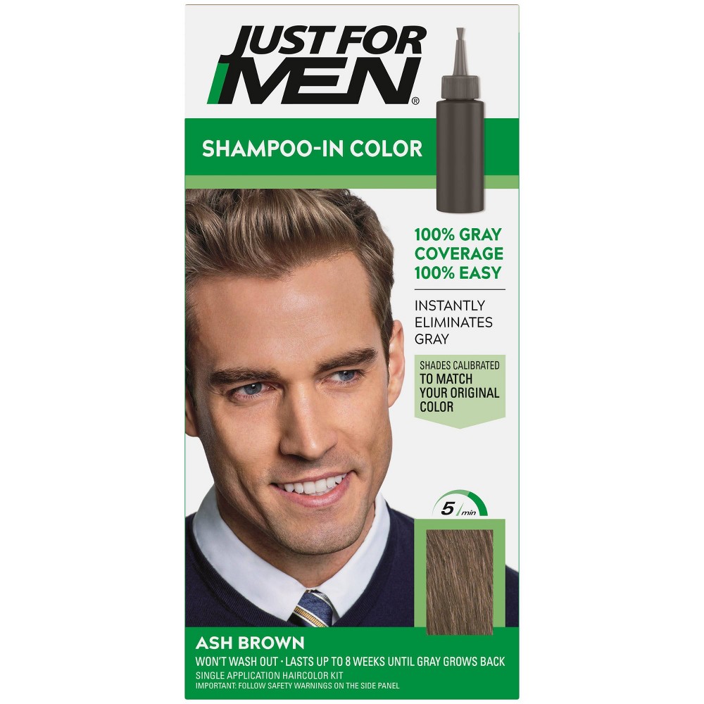 Photos - Hair Dye Just For Men Shampoo-In Color Gray Hair Coloring for Men - Ash Brown - H-2